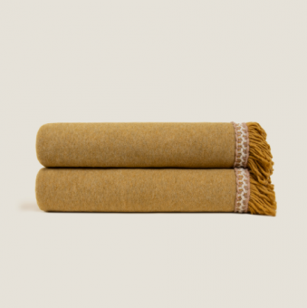 Плед "Frati SOFT BAMBOO ZAFFERANO" с тесьмой Rousseau желтый 160*200