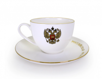 Фарфоровая чайная пара "Герб РФ" 250 мл
