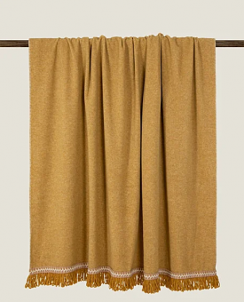 Плед "Frati SOFT BAMBOO ZAFFERANO" с тесьмой Rousseau желтый 160*200