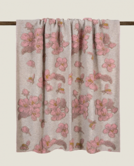 Плед "Frati MAGNOLIA BEIGE" бежевый с розовым 150*190